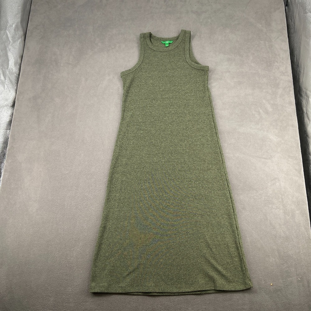 Dip Sweater Dress Womens XS Olive Green Stretch Tight Knit Wide Strap Thermal